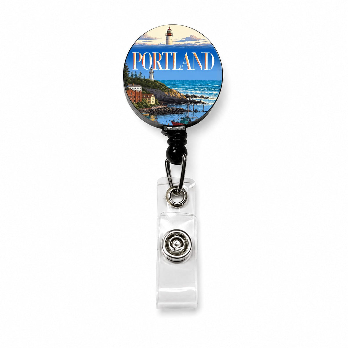 Portland Maine Travel Retractable ID Key Card Name Tag Badge Holder with Clip