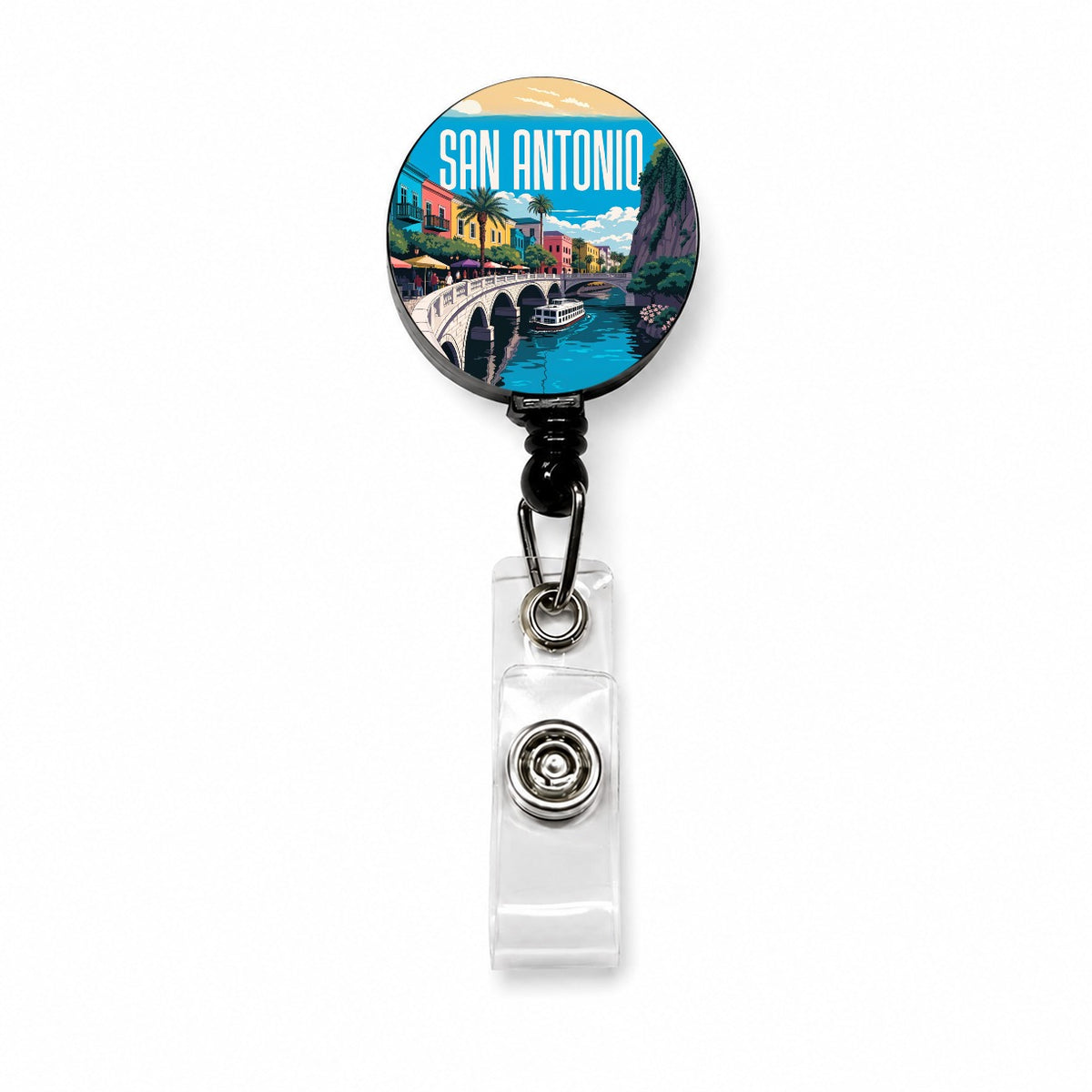 San Antonio Texas Travel Retractable ID Key Card Name Tag Badge Holder with Clip