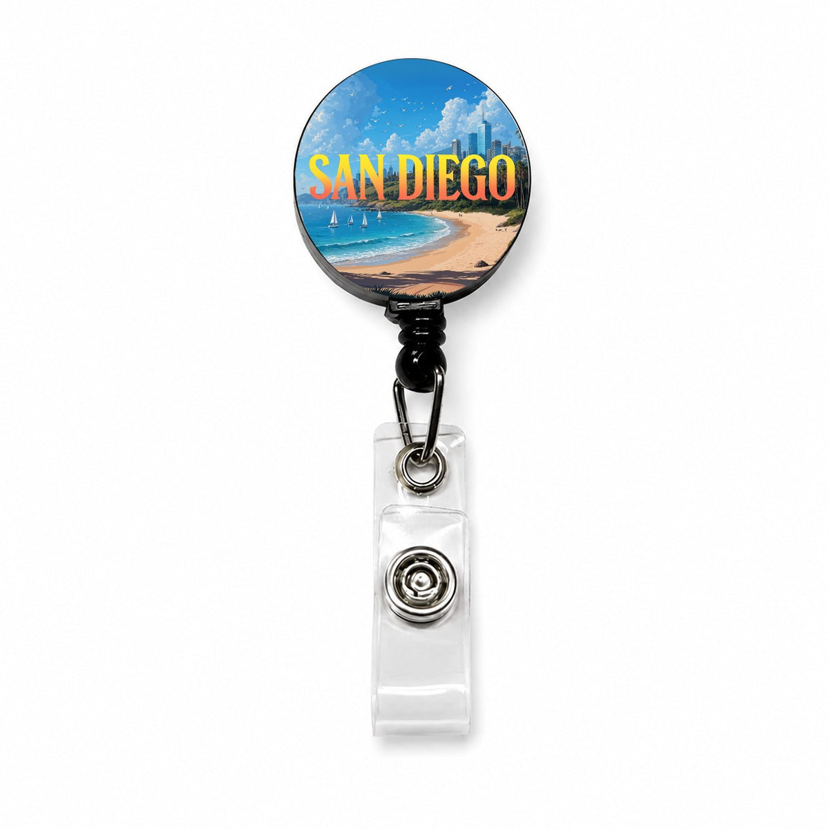 San Diego California Travel Retractable ID Key Card Name Tag Badge Holder with Clip