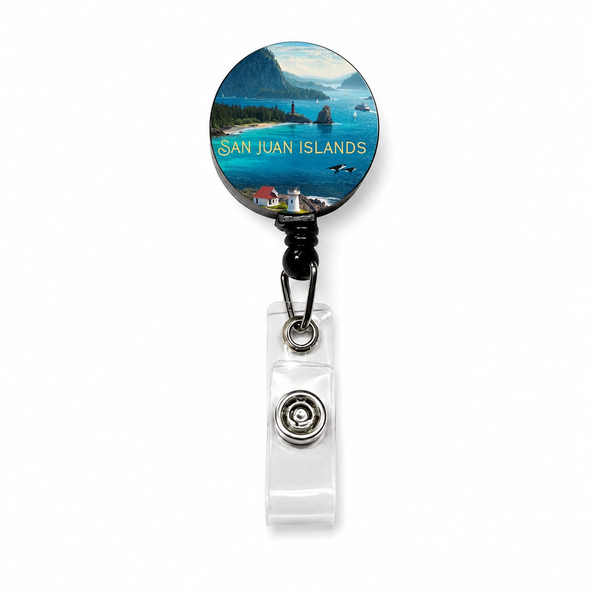 San Juan Islands Washington Travel Retractable ID Key Card Name Tag Badge Holder with Clip