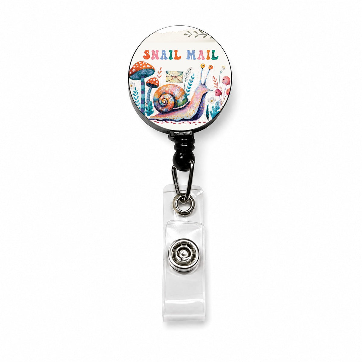 Snail Mail Whimsical Retractable ID Key Card Name Tag Badge Holder with Clip