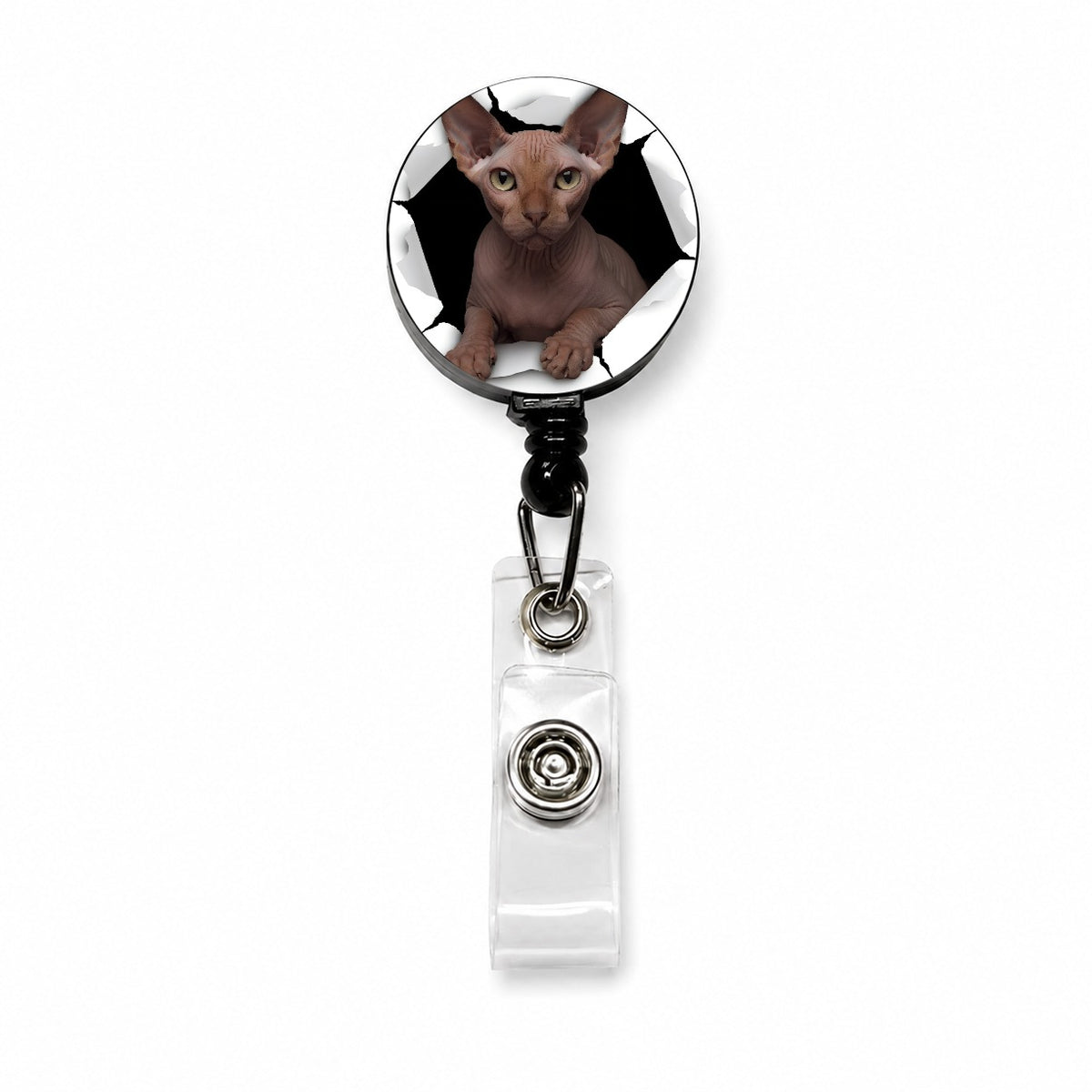 Sphynx Cat Breakout Retractable ID Key Card Name Tag Badge Holder with Clip