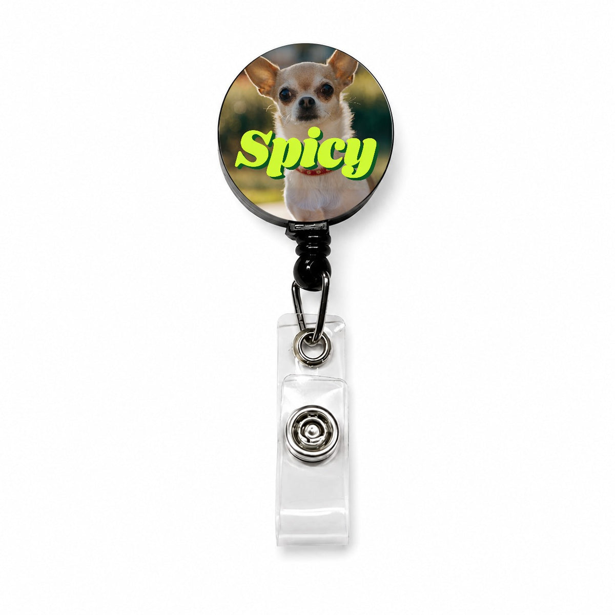 Spicy Chihuahua Dog Funny Retractable ID Key Card Name Tag Badge Holder with Clip