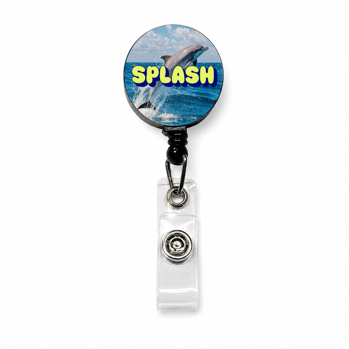 Splash Dolphin Jumping Fun Retractable ID Key Card Name Tag Badge Holder with Clip