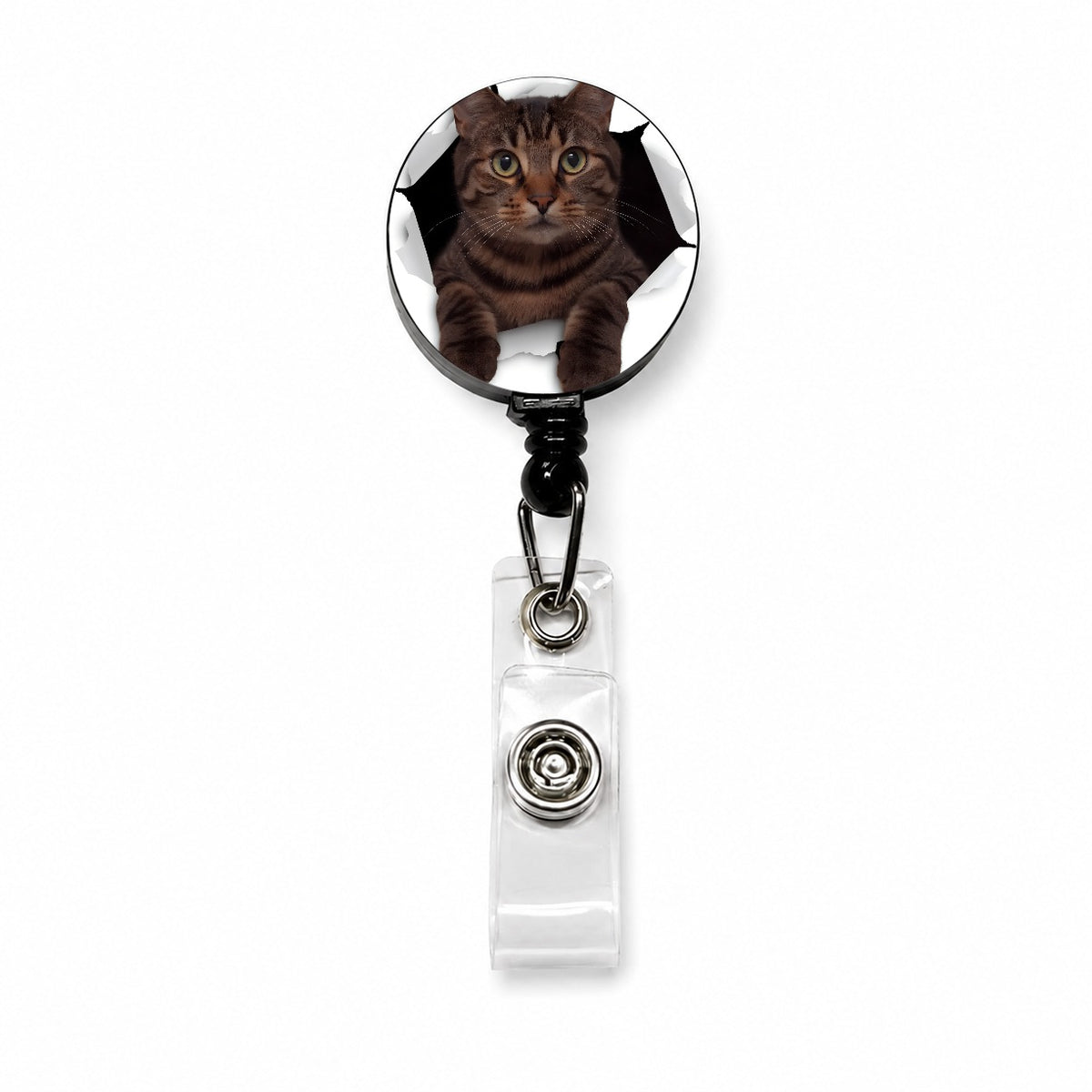 Tabby Cat Breakout Retractable ID Key Card Name Tag Badge Holder with Clip