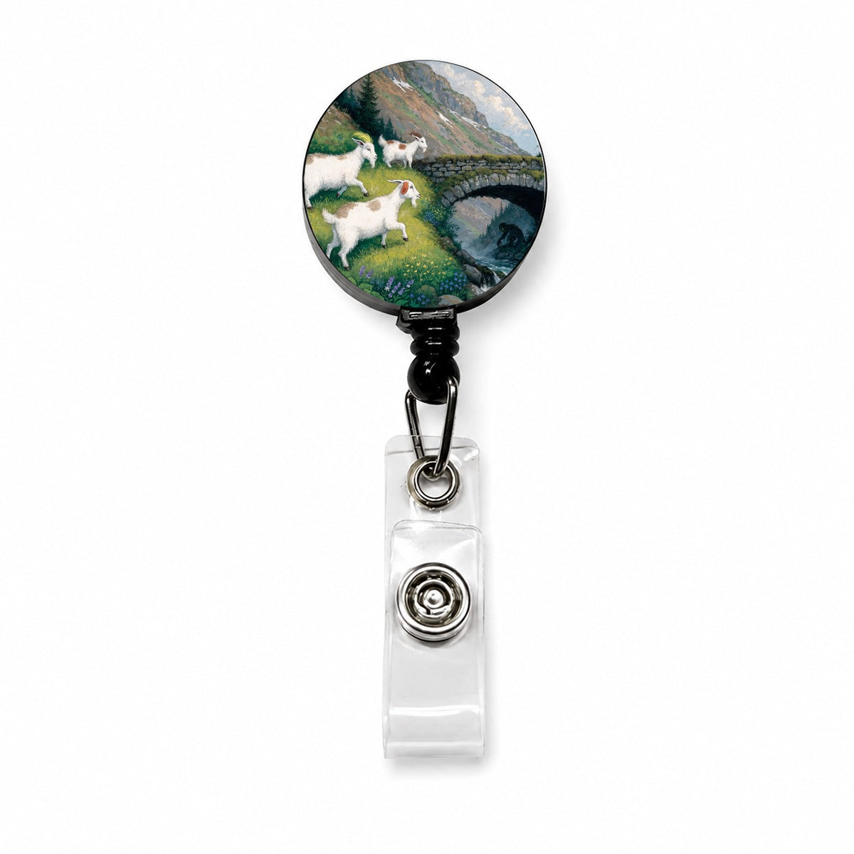 Three Billy Goats Gruff Retractable ID Key Card Name Tag Badge Holder with Clip