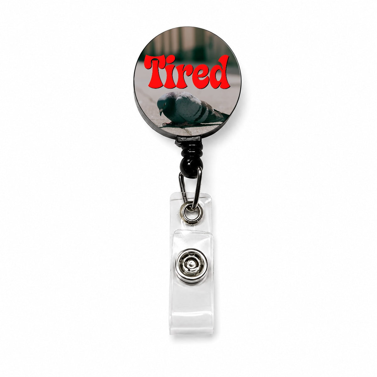 Tired Pigeon Funny Retractable ID Key Card Name Tag Badge Holder with Clip