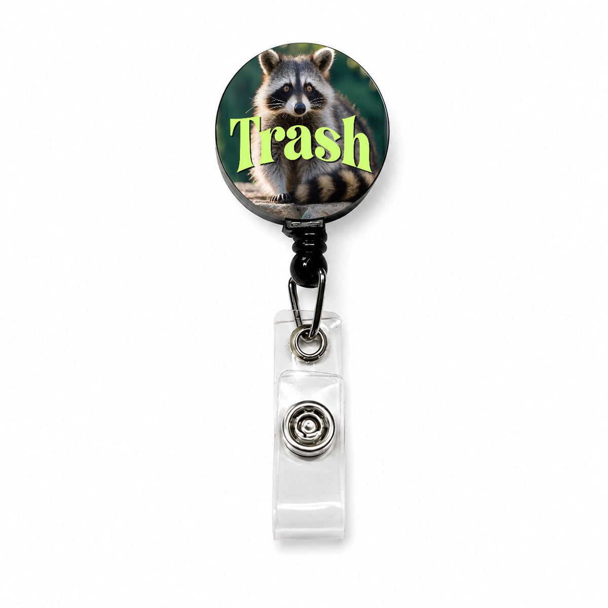 Trash Raccoon Funny Retractable ID Key Card Name Tag Badge Holder with Clip