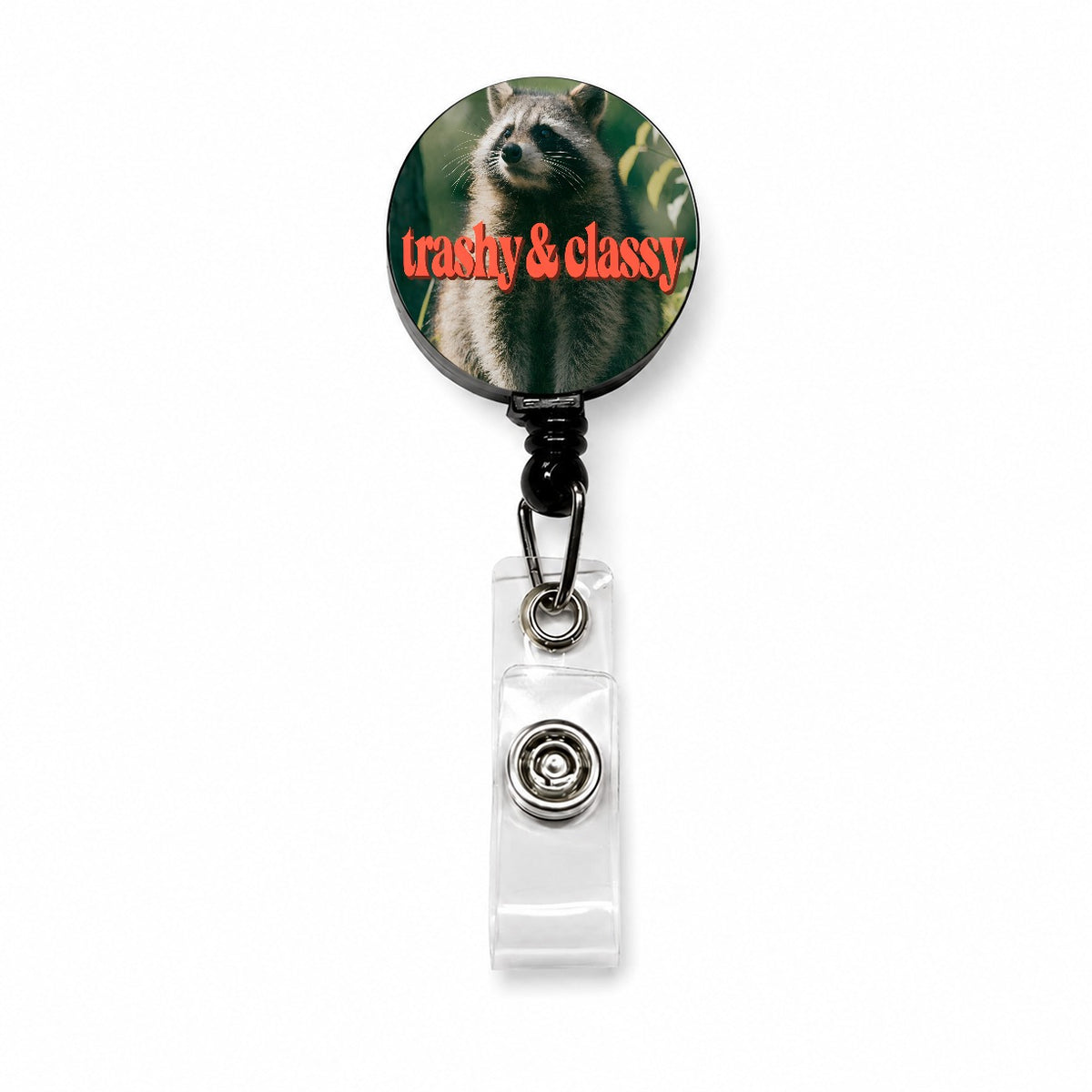 Trashy & Classy Raccoon Funny Retractable ID Key Card Name Tag Badge Holder with Clip