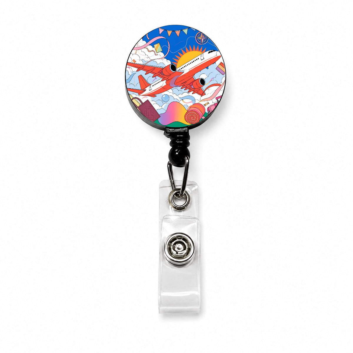 Travel Airplane Flight Attendant Pilot Retractable ID Key Card Name Tag Badge Holder with Clip