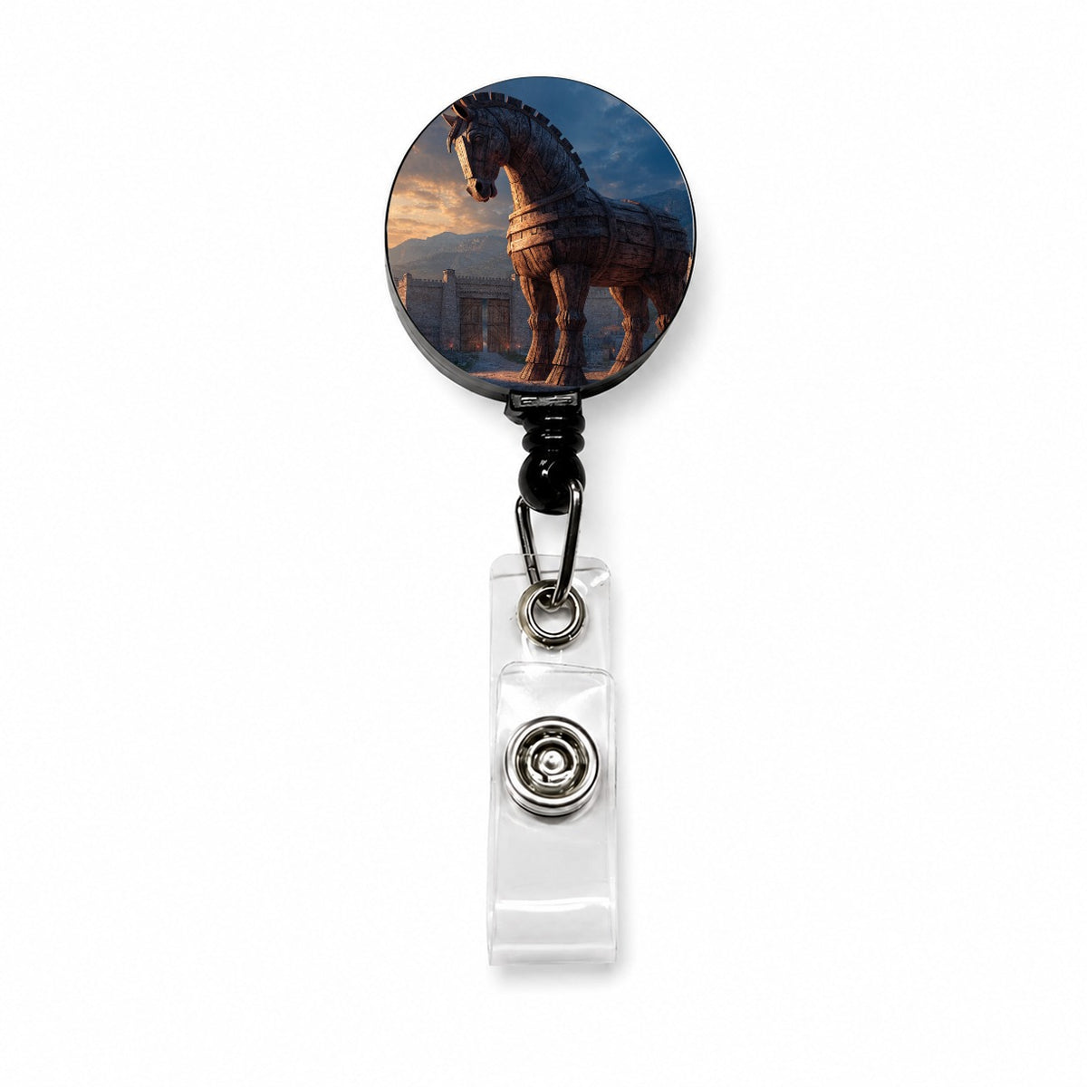 Trojan Horse Ancient Troy Greek Retractable ID Key Card Name Tag Badge Holder with Clip