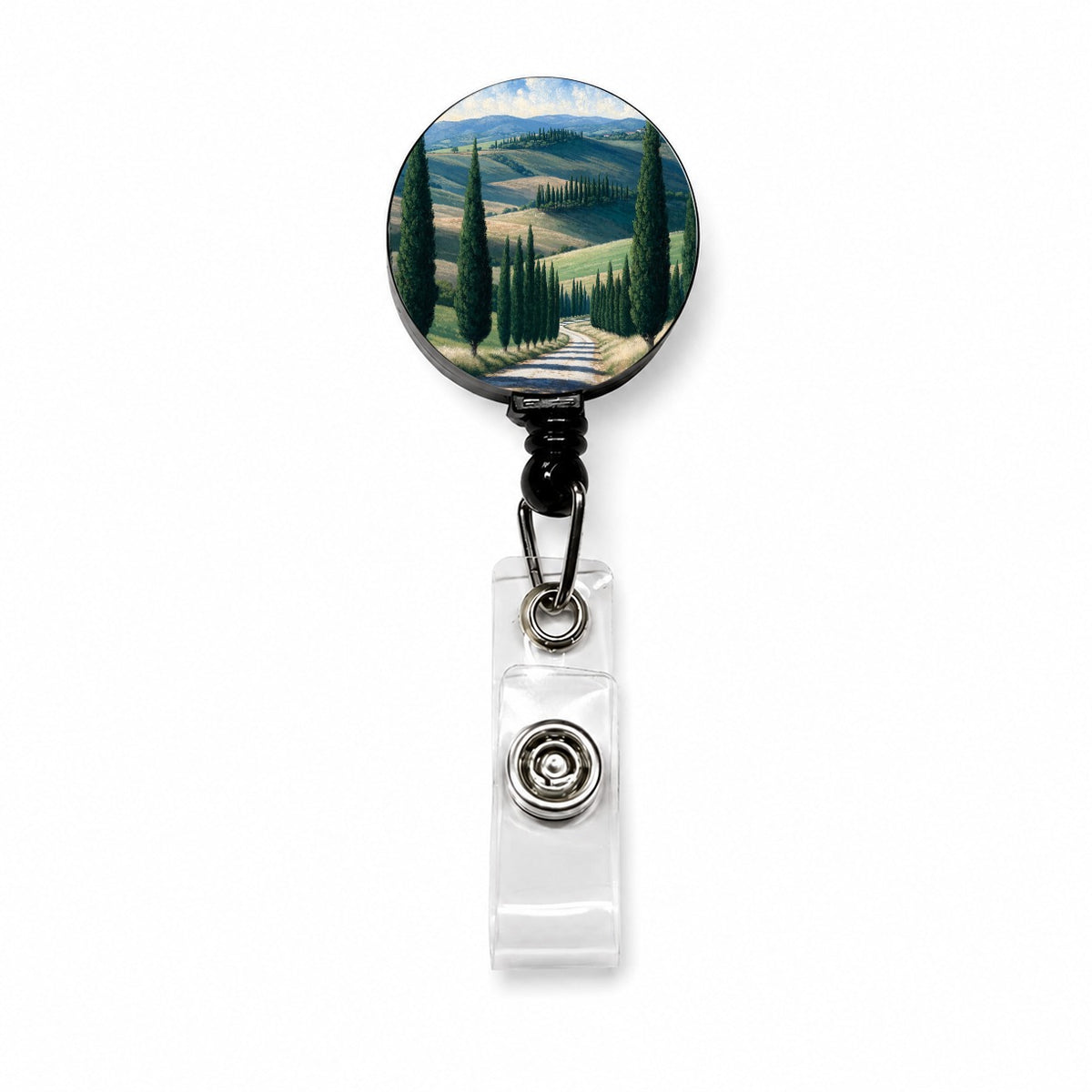 Tuscan Cypress Countryside Retractable ID Key Card Name Tag Badge Holder with Clip