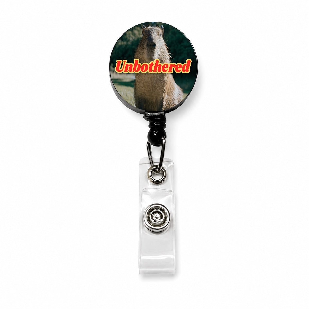 Unbothered Capybara Funny Retractable ID Key Card Name Tag Badge Holder with Clip