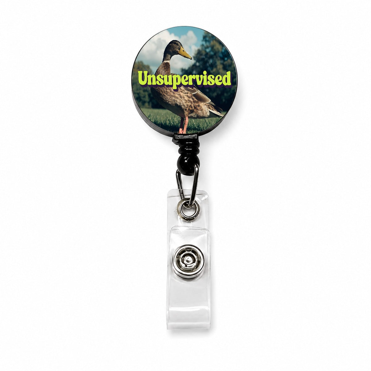 Unsupervised Duck Funny Retractable ID Key Card Name Tag Badge Holder with Clip