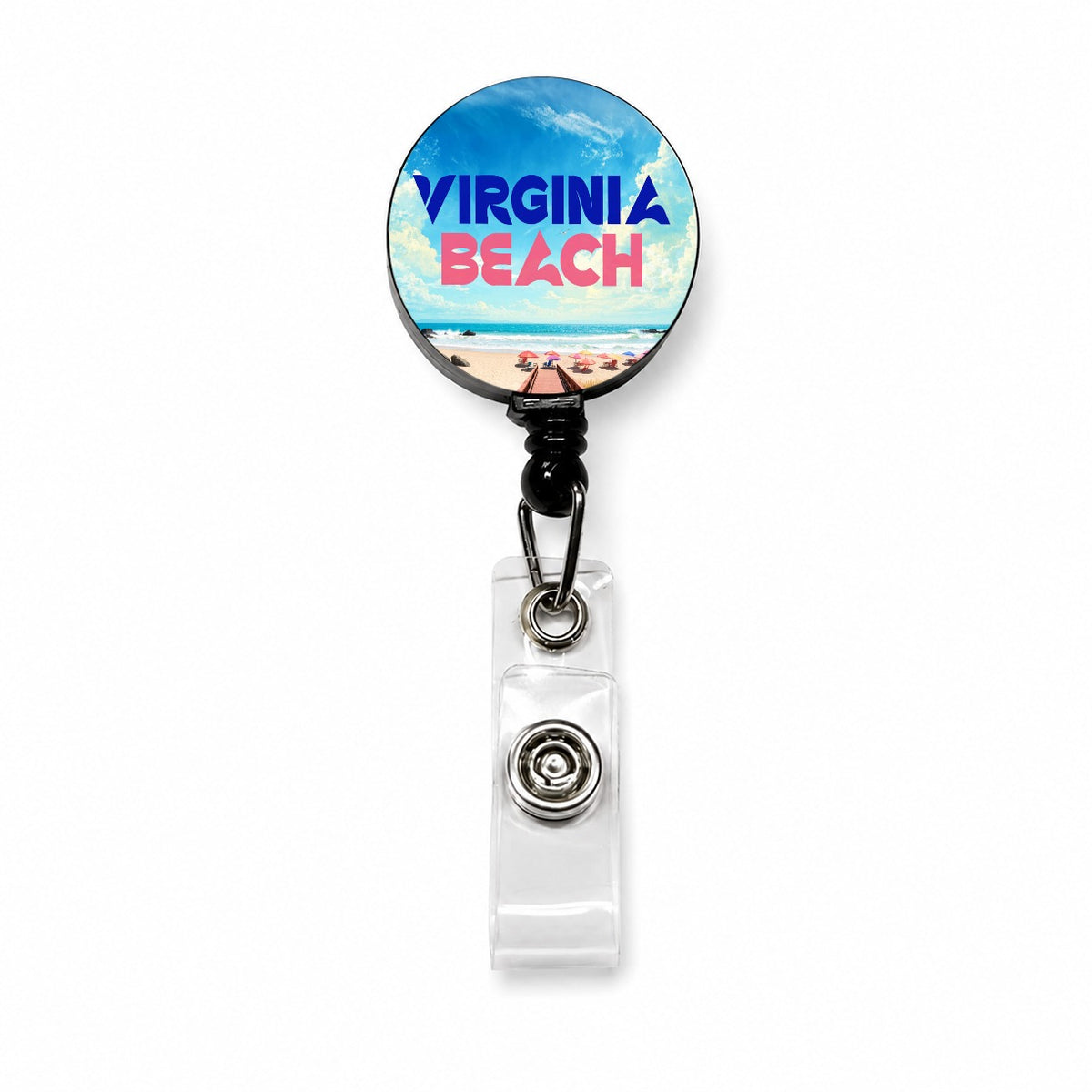 Virginia Beach Travel Retractable ID Key Card Name Tag Badge Holder with Clip