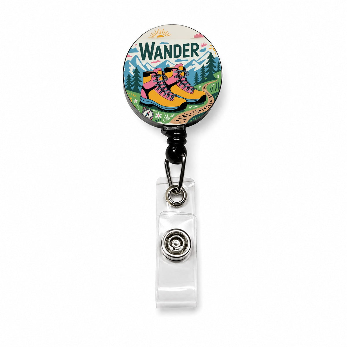 Wander Hiking Boots Hiker Retractable ID Key Card Name Tag Badge Holder with Clip