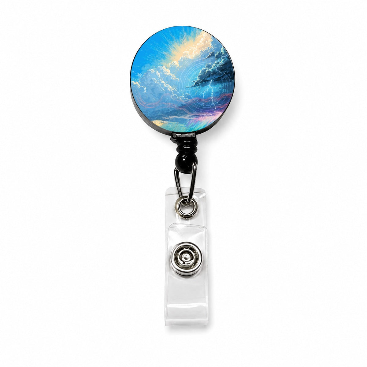 Weather Stormy Sky Lightning Retractable ID Key Card Name Tag Badge Holder with Clip