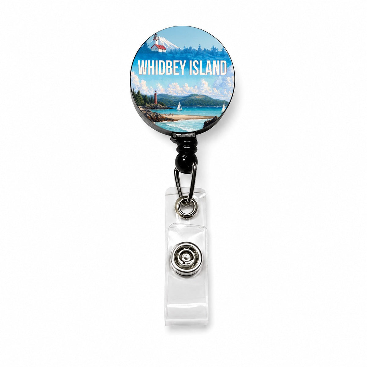 Whidbey Island Washington Travel Retractable ID Key Card Name Tag Badge Holder with Clip
