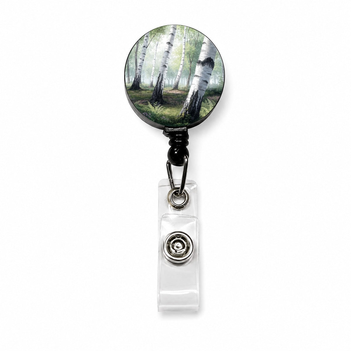 White Birch Forest Retractable ID Key Card Name Tag Badge Holder with Clip