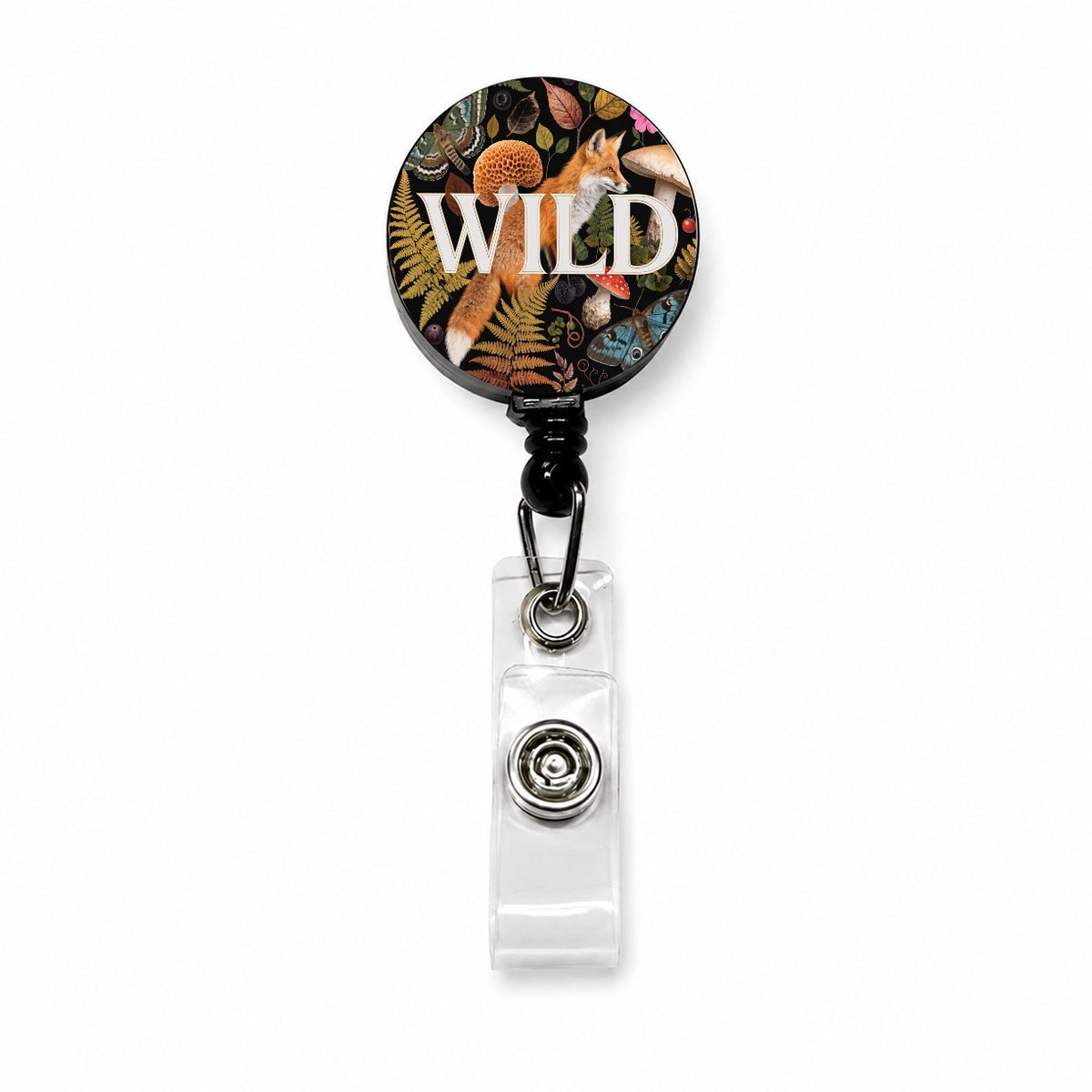 Wild Fox Woodland Wildlife Retractable ID Key Card Name Tag Badge Holder with Clip