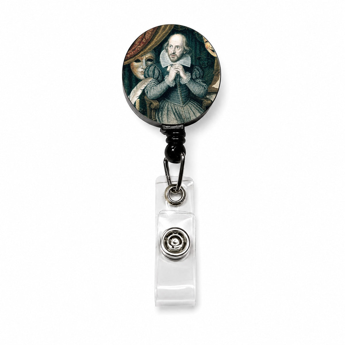 William Shakespeare Playwright Retractable ID Key Card Name Tag Badge Holder with Clip