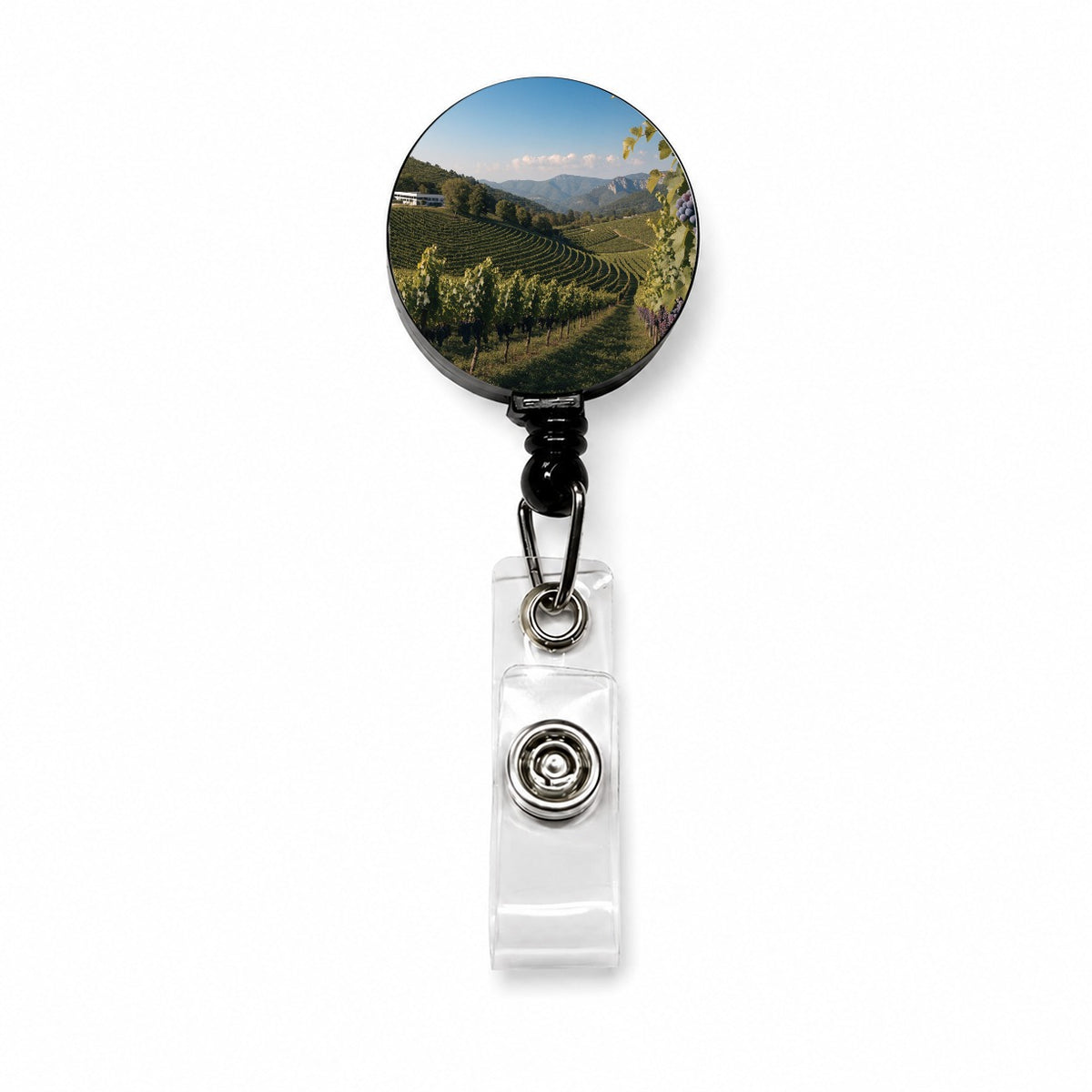 Winery Wine Country Grapes Retractable ID Key Card Name Tag Badge Holder with Clip
