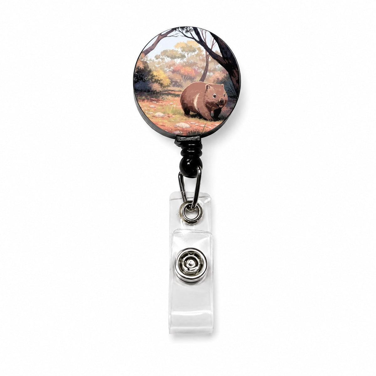 Wombat Australian Bush Retractable ID Key Card Name Tag Badge Holder with Clip