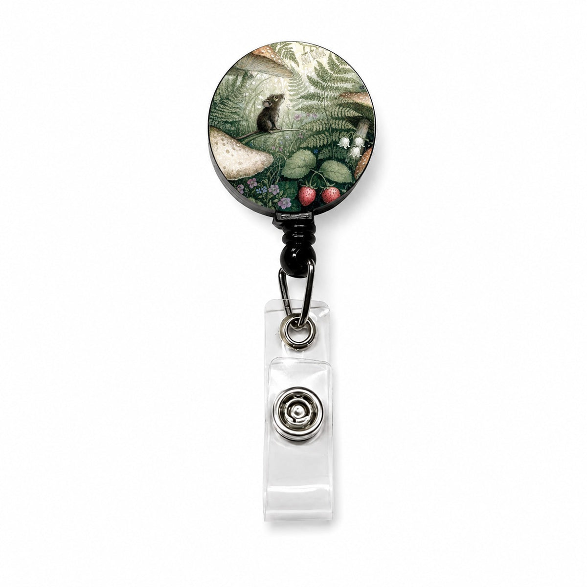 Woodland Mouse Mushroom Garden Retractable ID Key Card Name Tag Badge Holder with Clip