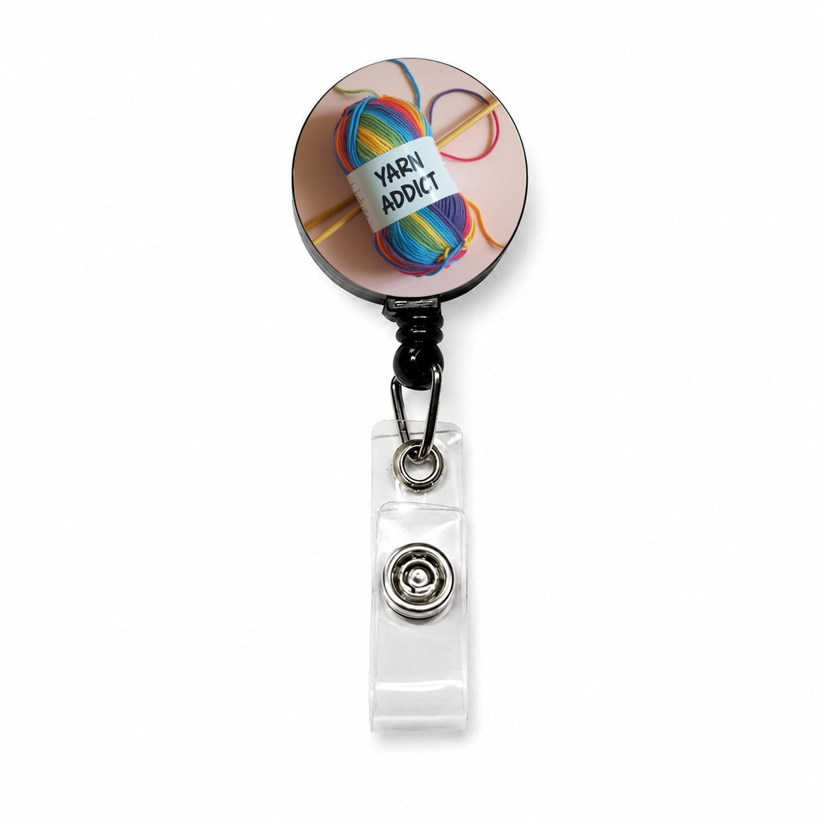 Yarn Addict Knitting Knitter Crochet Retractable ID Key Card Name Tag Badge Holder with Clip