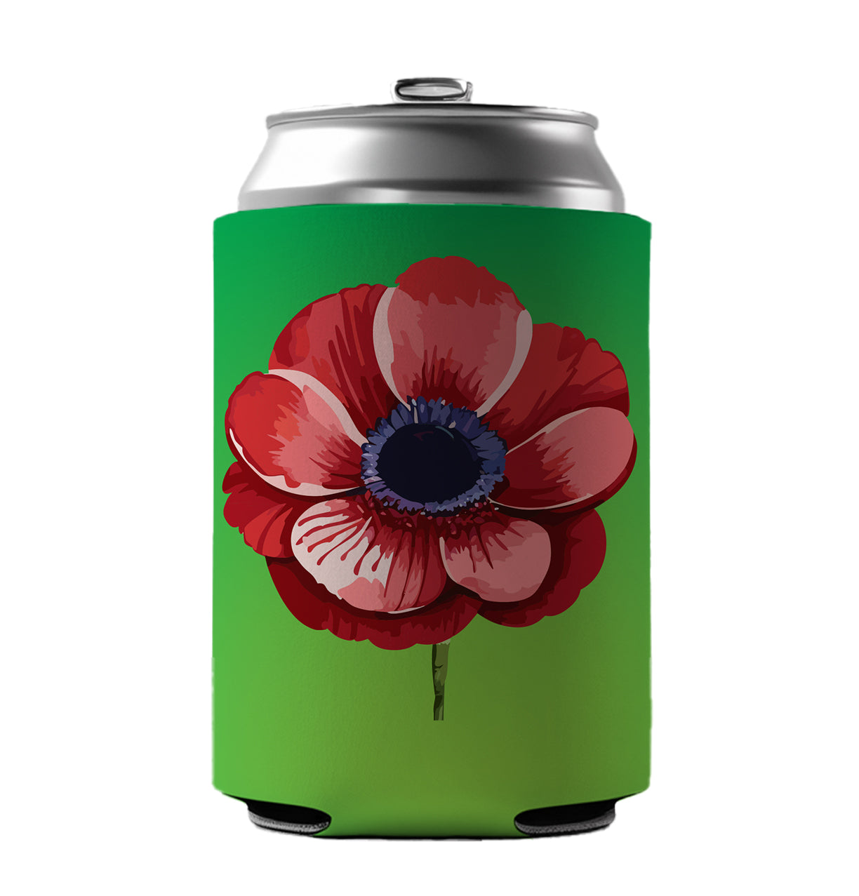 Anemone Flower Watercolor Red Can Cooler Beer Soda Drink Insulated Holder Sleeve Hugger