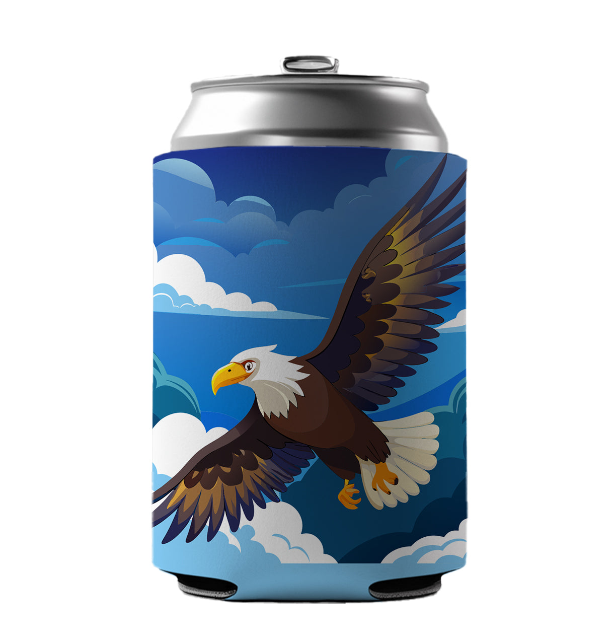 Bald Eagle Flying Can Cooler Beer Soda Drink Insulated Holder Sleeve Hugger