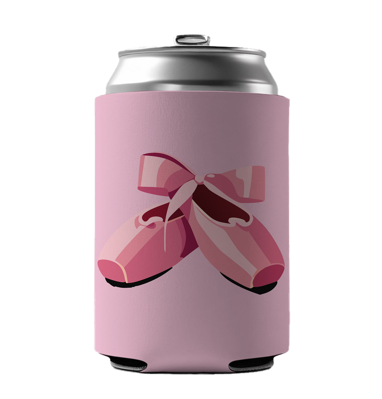 Ballet Shoes Pink with Bow Ballerina Can Cooler Beer Soda Drink Insulated Holder Sleeve Hugger