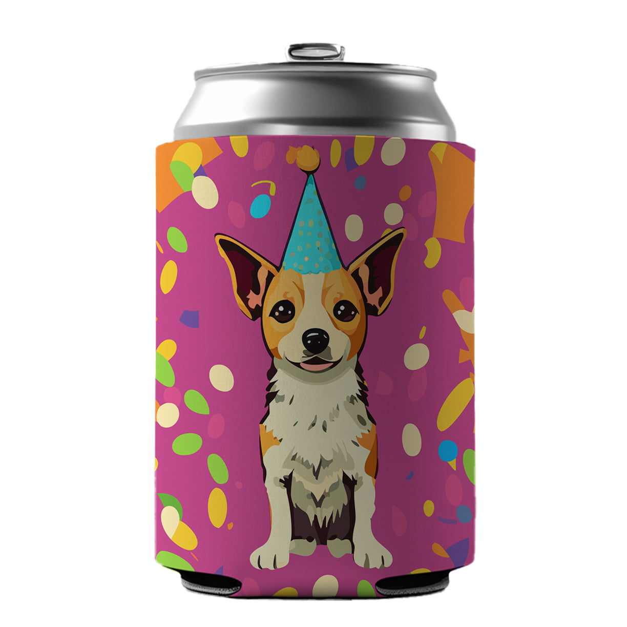 Birthday Dog Confetti Background Can Cooler Beer Soda Drink Insulated Holder Sleeve Hugger