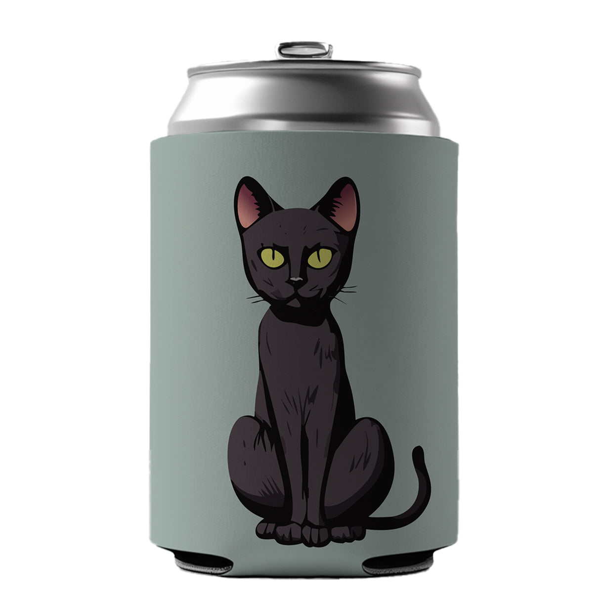Black Bombay Cat Sitting Can Cooler Beer Soda Drink Insulated Holder Sleeve Hugger