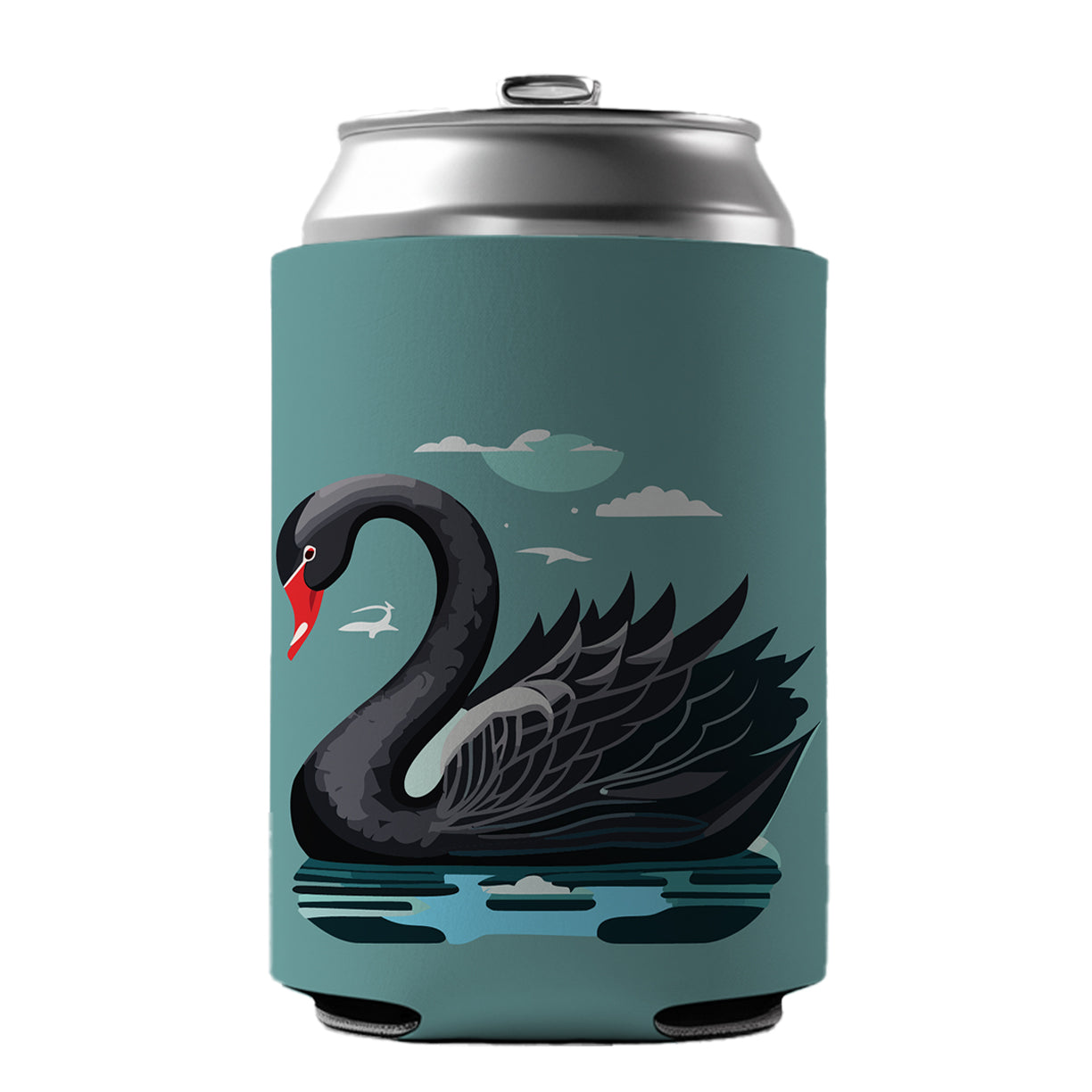 Black Swan Swimming Can Cooler Beer Soda Drink Insulated Holder Sleeve Hugger