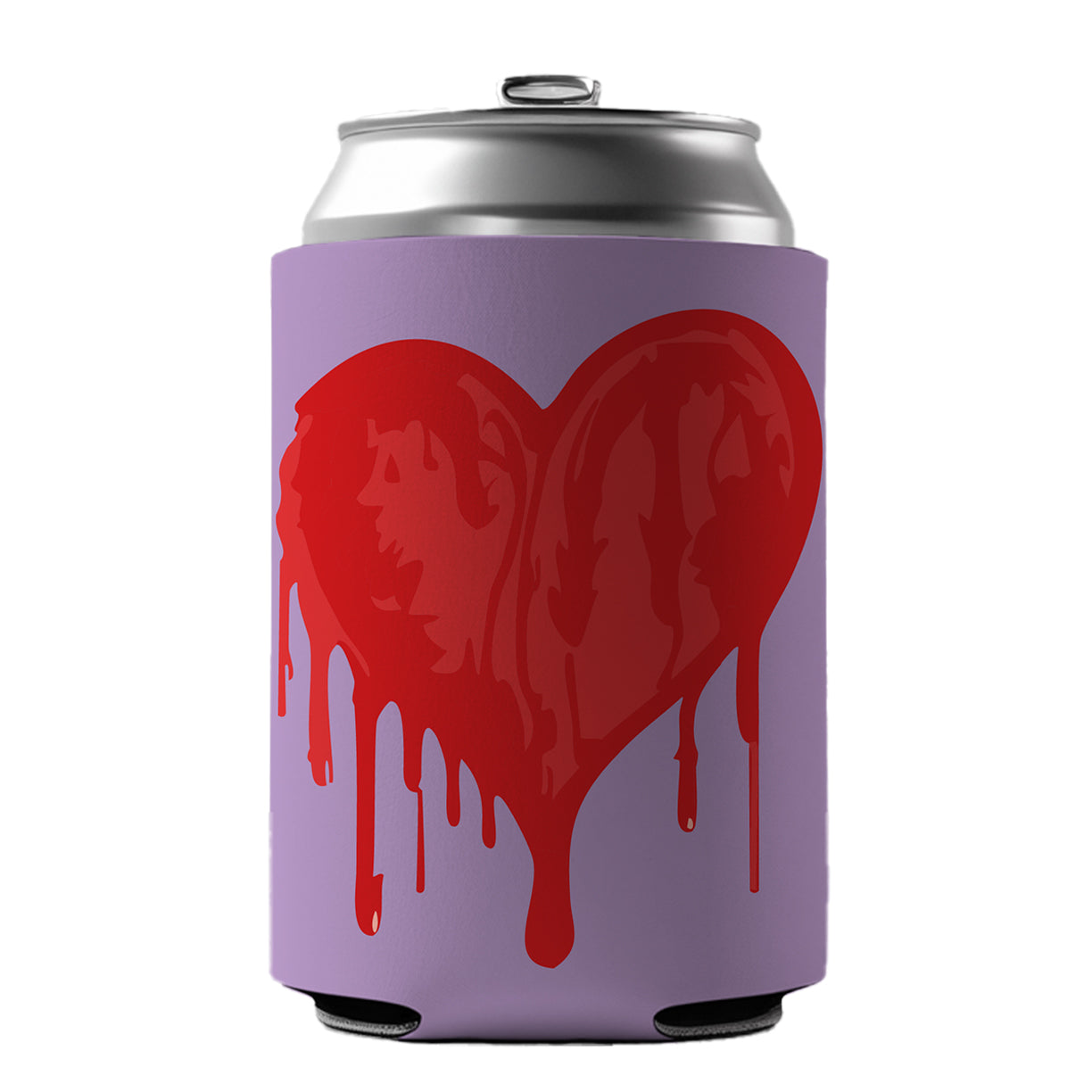 Bleeding Heart Red Can Cooler Beer Soda Drink Insulated Holder Sleeve Hugger