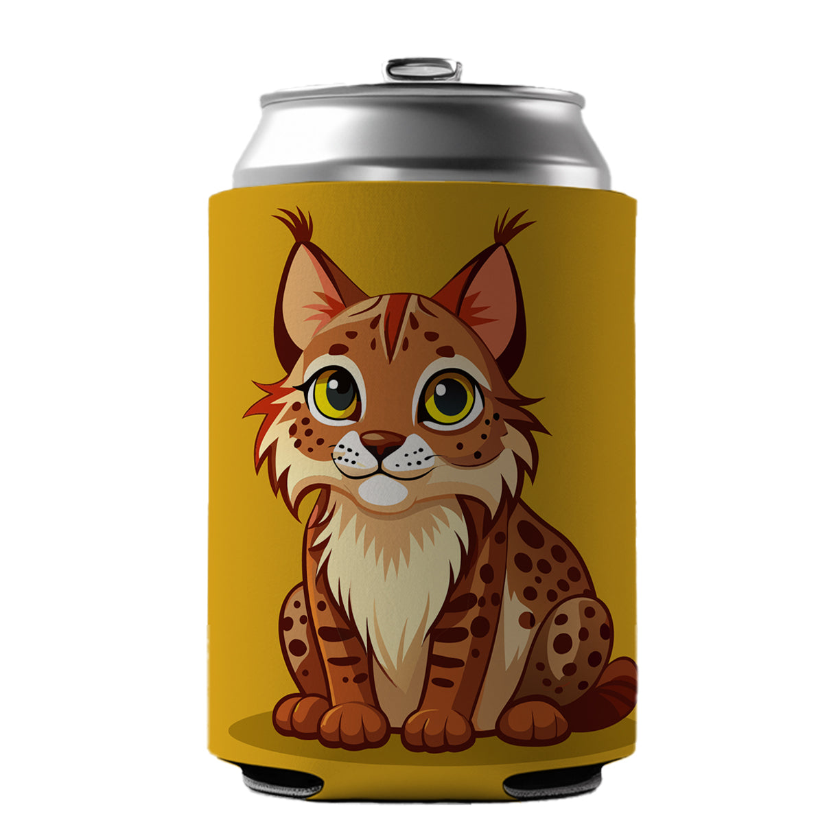 Bobcat Cute Can Cooler Beer Soda Drink Insulated Holder Sleeve Hugger