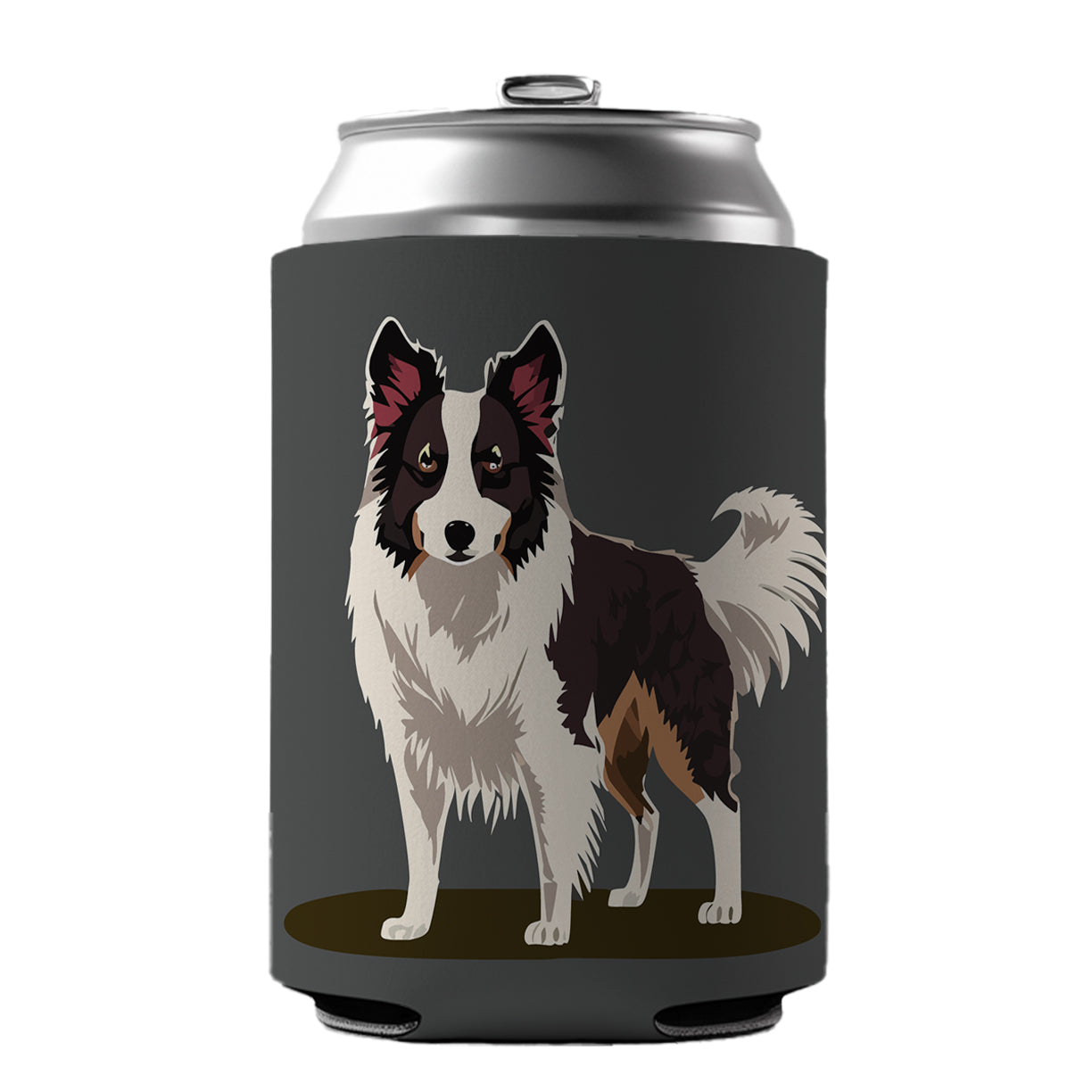 Border Collie Standing Can Cooler Beer Soda Drink Insulated Holder Sleeve Hugger
