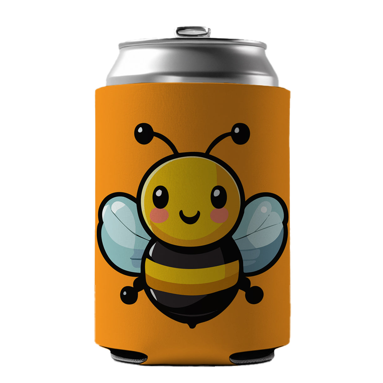 Bumble Bee Happy Can Cooler Beer Soda Drink Insulated Holder Sleeve Hugger