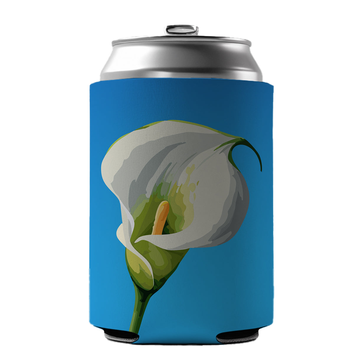 Calla Lily Flower White Can Cooler Beer Soda Drink Insulated Holder Sleeve Hugger