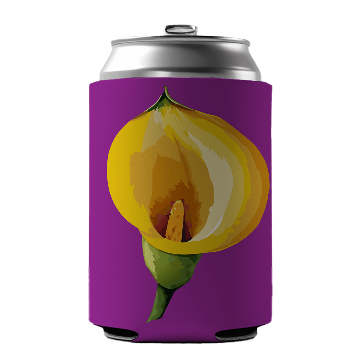 Calla Lily Flower Yellow Can Cooler Beer Soda Drink Insulated Holder Sleeve Hugger