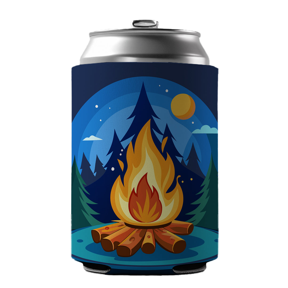 Camp Fire Camping Can Cooler Beer Soda Drink Insulated Holder Sleeve Hugger