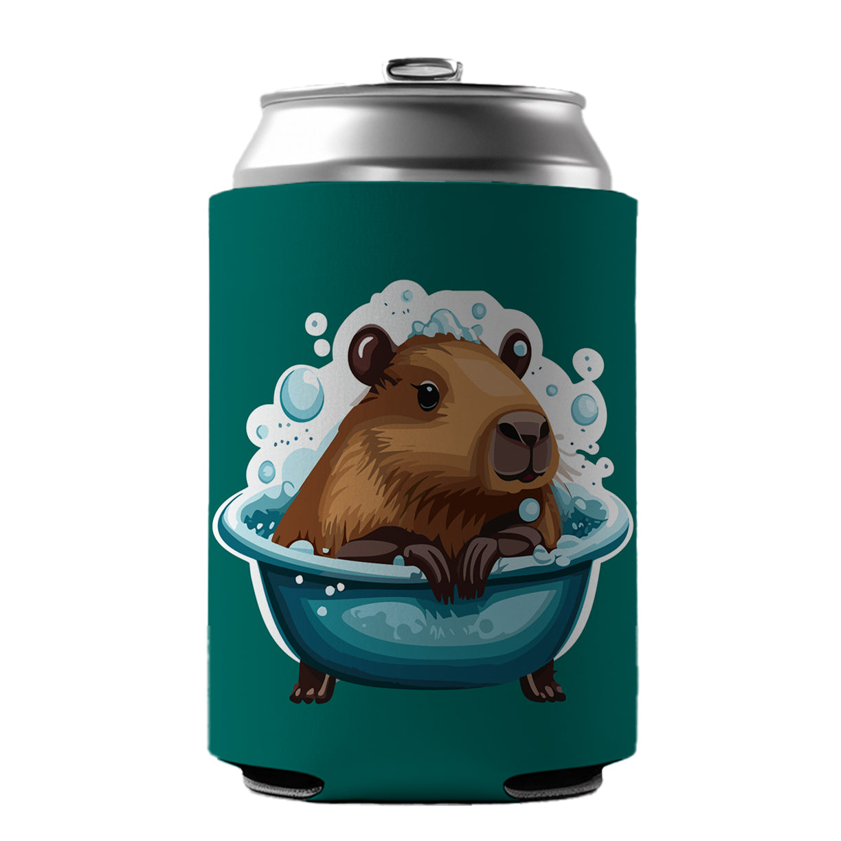 Capybara in Bubble Bath Bathing Funny Can Cooler Beer Soda Drink Insulated Holder Sleeve Hugger