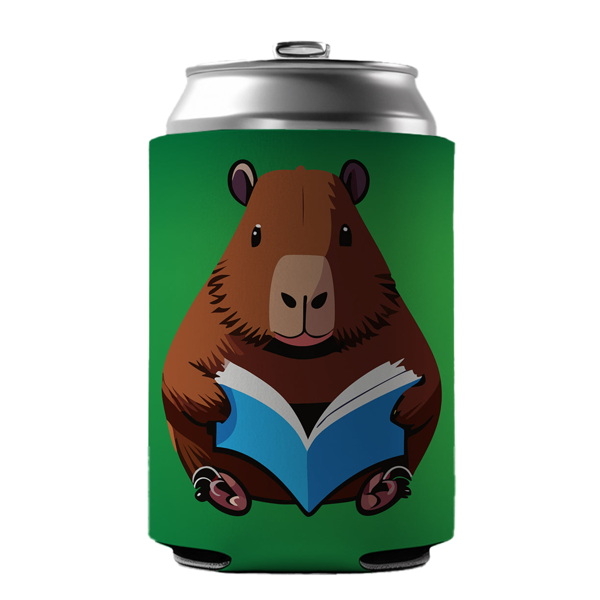 Capybara Reading Book Reader Can Cooler Beer Soda Drink Insulated Holder Sleeve Hugger