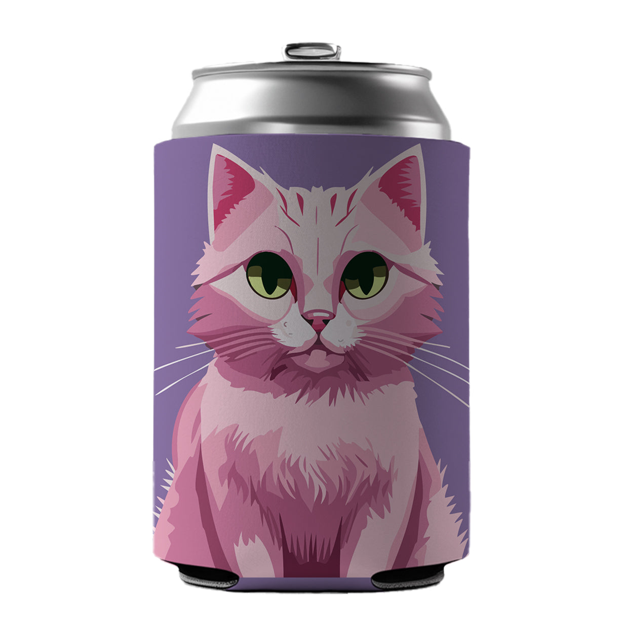 Cat Pink Can Cooler Beer Soda Drink Insulated Holder Sleeve Hugger