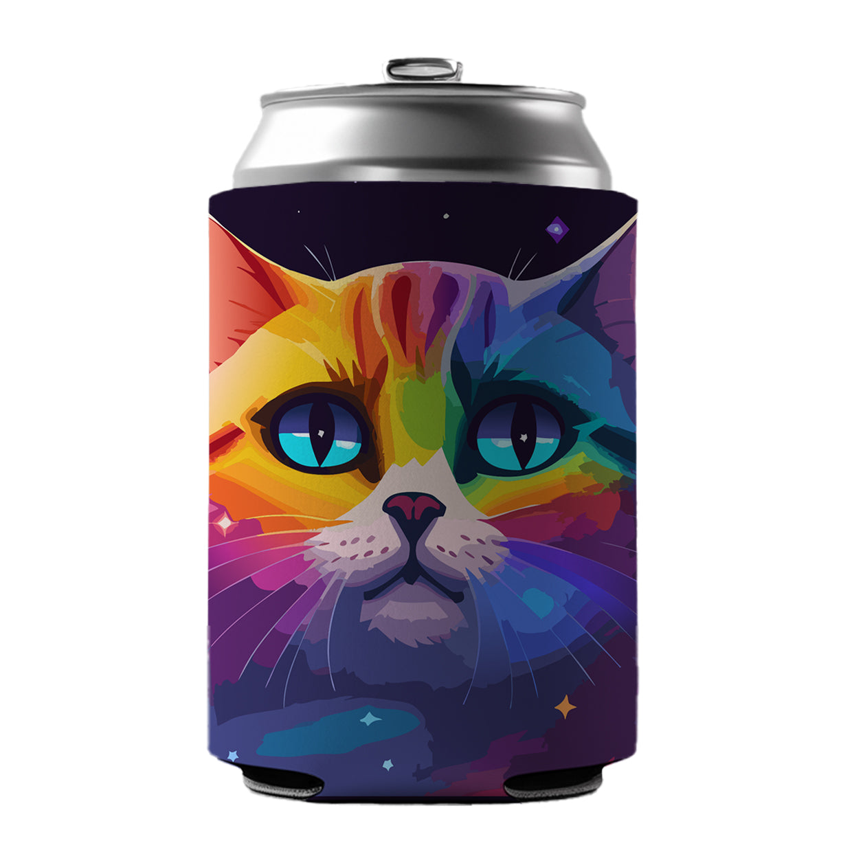 Cat Rainbow in Space Stunning Can Cooler Beer Soda Drink Insulated Holder Sleeve Hugger