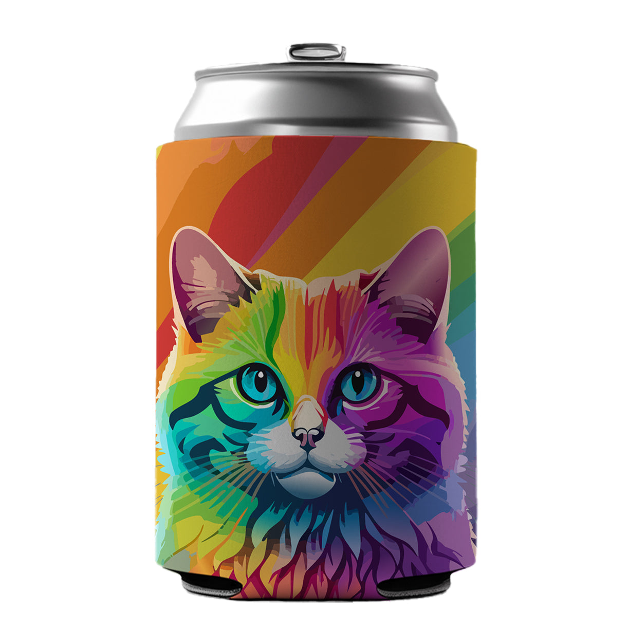 Cat Rainbow Can Cooler Beer Soda Drink Insulated Holder Sleeve Hugger