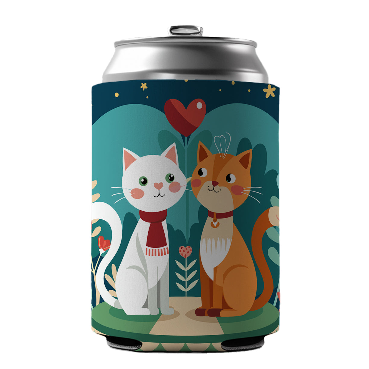 Cats in Love Anniversary Wedding Valentines Day Can Cooler Beer Soda Drink Insulated Holder Sleeve Hugger