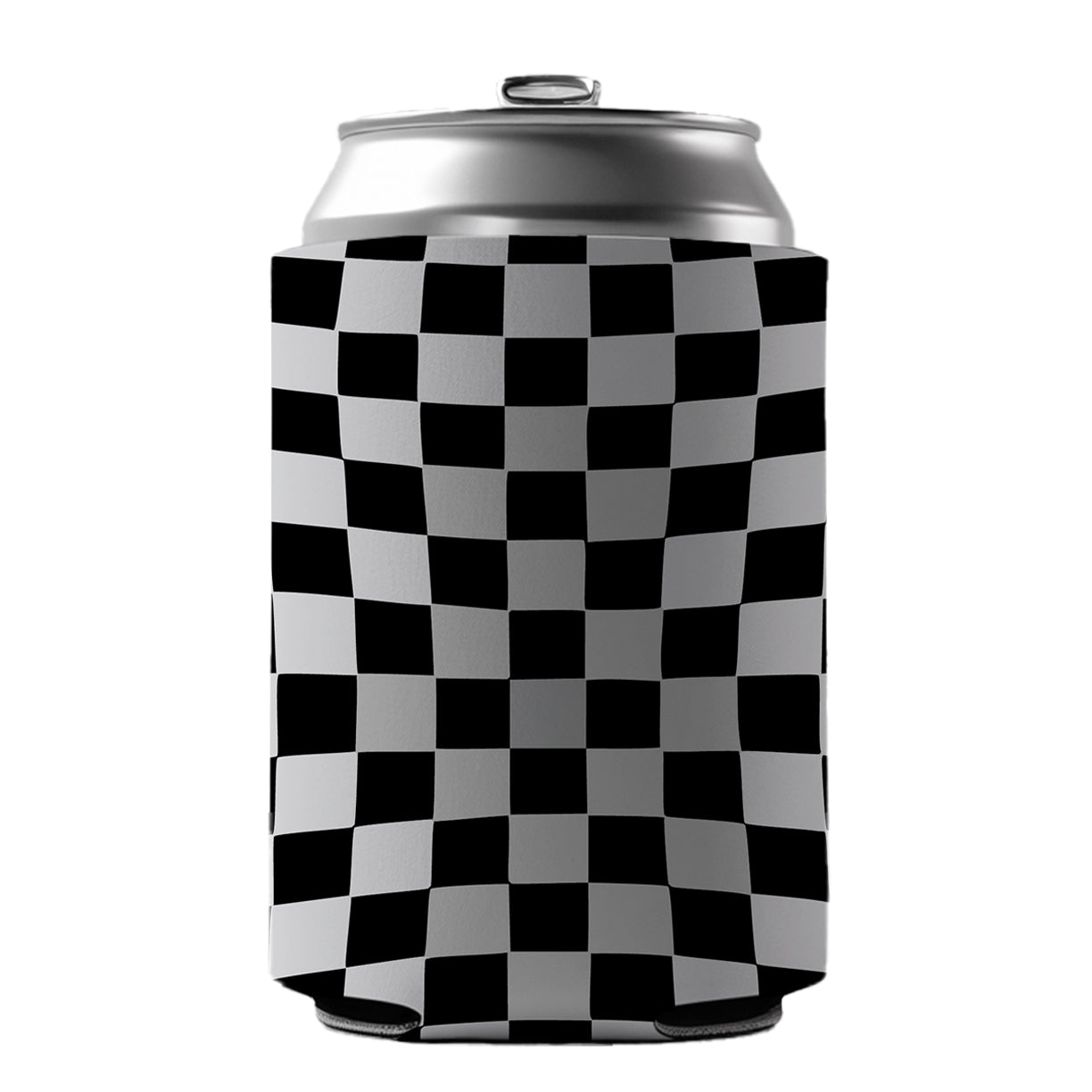 Checkered Flag Black White Can Cooler Beer Soda Drink Insulated Holder Sleeve Hugger