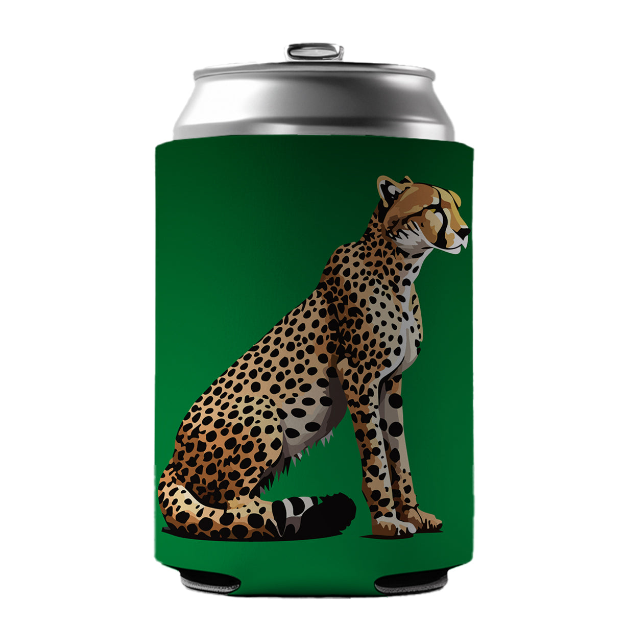 Cheetah Sitting Profile Big Cat Can Cooler Beer Soda Drink Insulated Holder Sleeve Hugger
